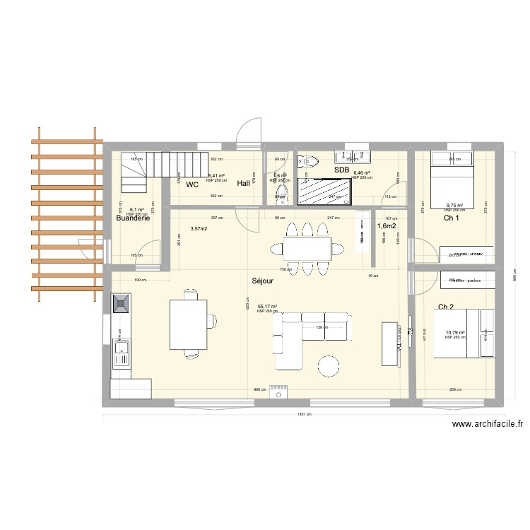 plan mireille 2. Plan de 7 pièces et 95 m2