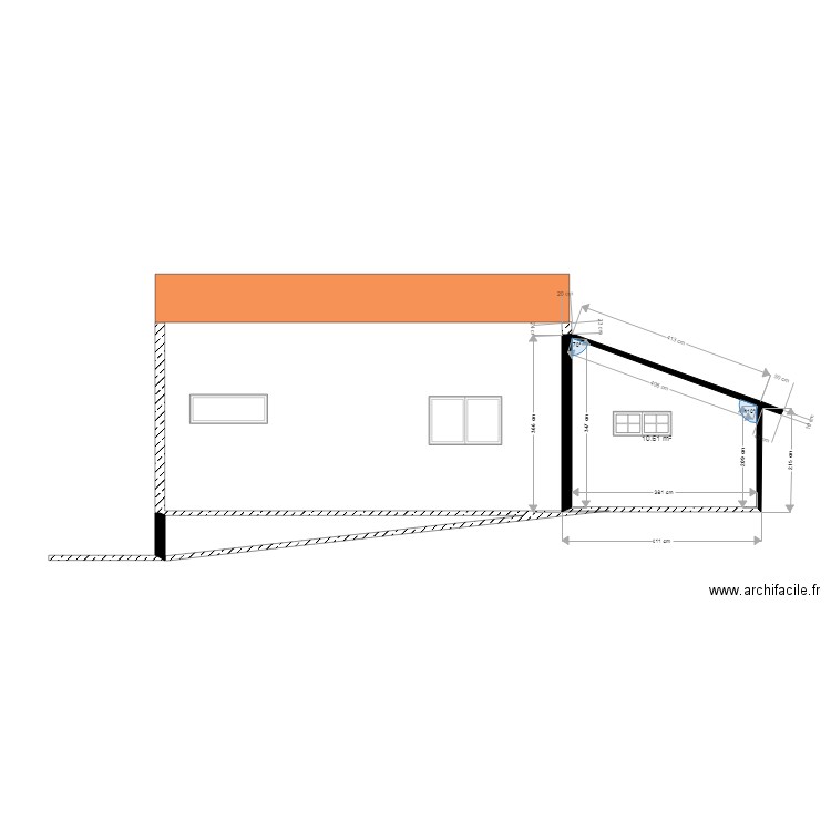 façade côté champs. Plan de 0 pièce et 0 m2