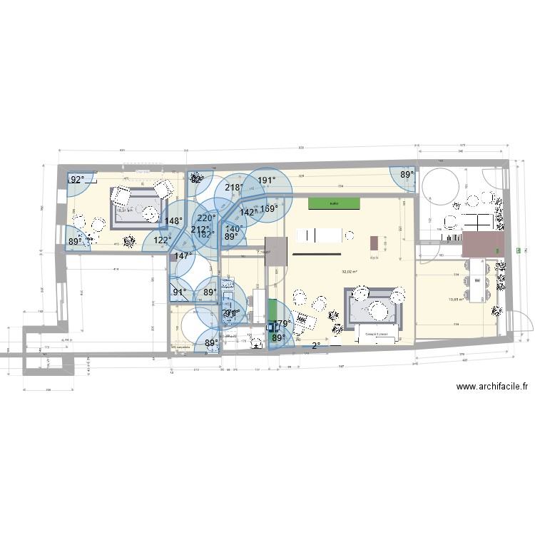 diane amenagement v2. Plan de 6 pièces et 92 m2