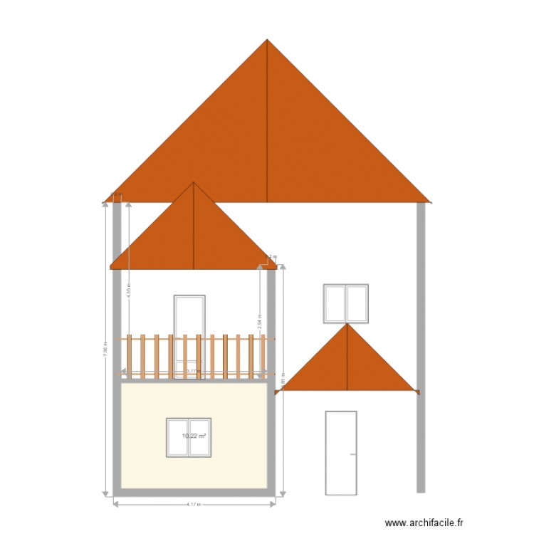 Plan de Coupe Facade Sud Projet. Plan de 0 pièce et 0 m2