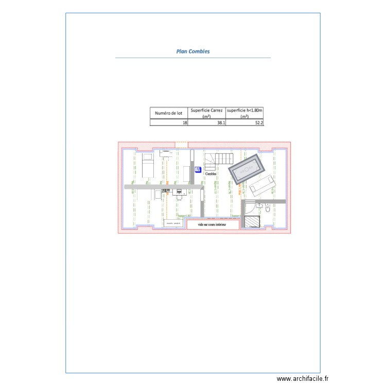 combles. Plan de 0 pièce et 0 m2