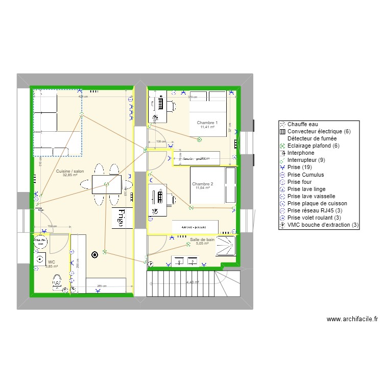 22/08/2022 RDC. Plan de 7 pièces et 109 m2