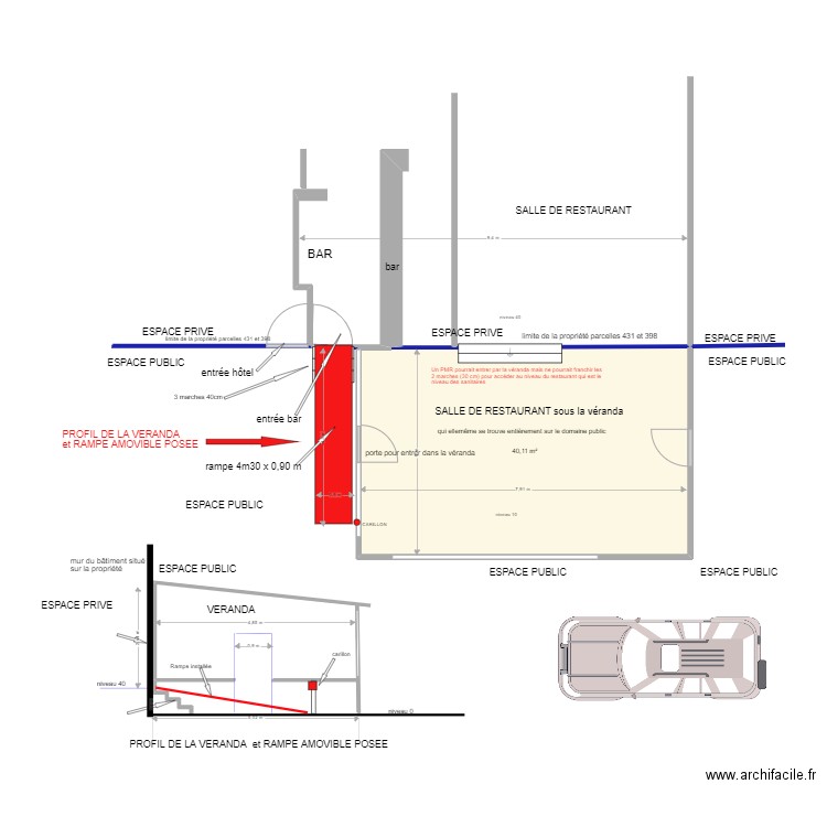 RAMPE MARRONNIERS Crête. Plan de 1 pièce et 40 m2