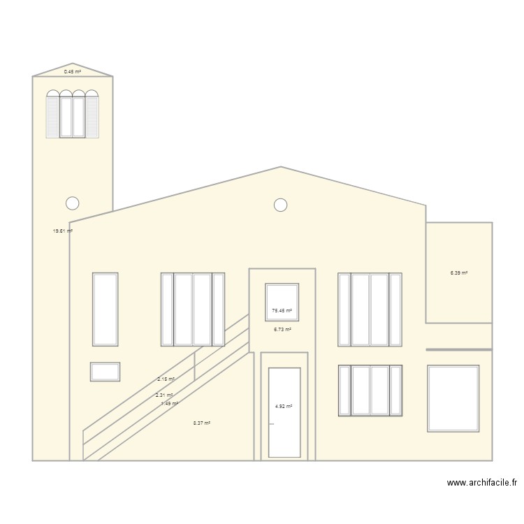 PLAN DE FACADE Ouest projeté menuiserie 2021 . Plan de 0 pièce et 0 m2