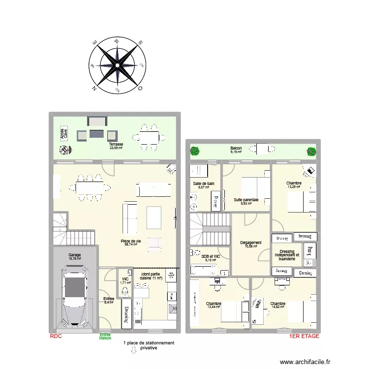 PARADIS Toul. Plan de 46  et 411 m²