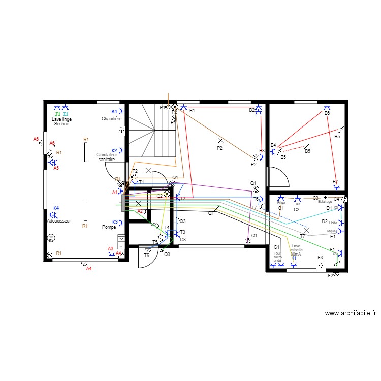 Cablage Rez de chaussée Floreffe. Plan de 0 pièce et 0 m2