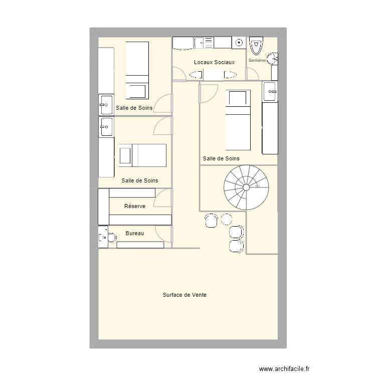 institit yves rocher. Plan de 8 pièces et 70 m2