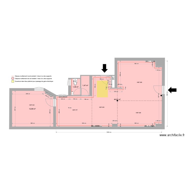 LIBRAIRIE PLAN DEMOLITION. Plan de 8 pièces et 62 m2