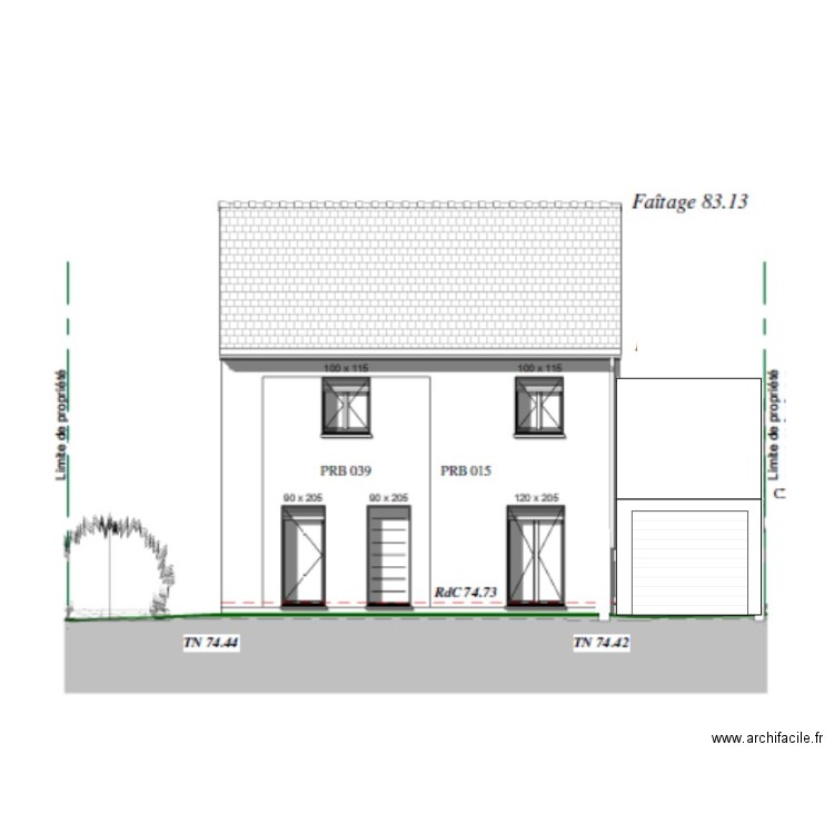 Garage vue avant avec maison. Plan de 0 pièce et 0 m2