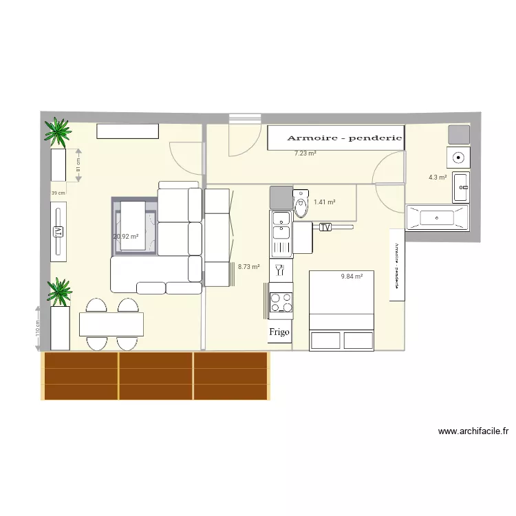 Salon et cuisine canap actuel 2. Plan de 