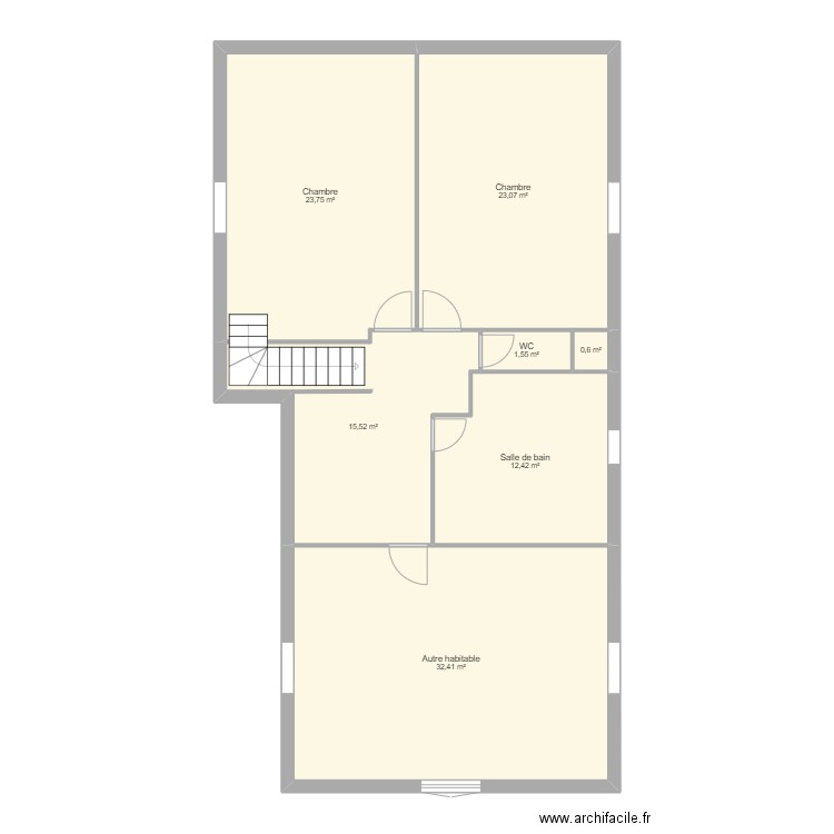 Plan combles 2. Plan de 7 pièces et 109 m2