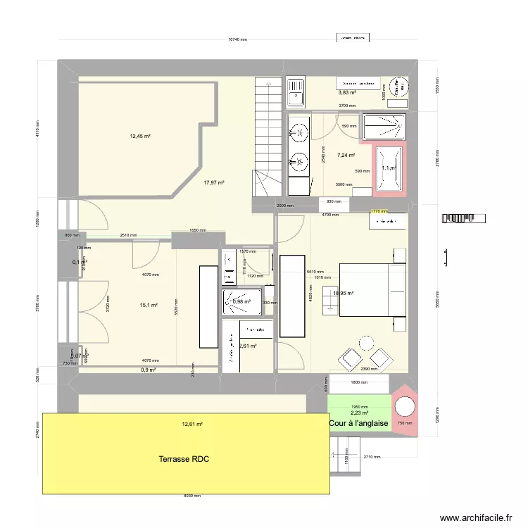 Appart Gaveli&egrave;re RDJ 3 sept. Plan de 