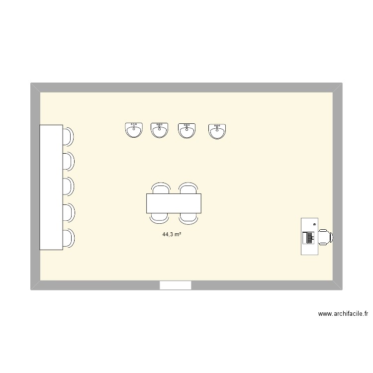 sabrina inter. Plan de 1 pièce et 44 m2