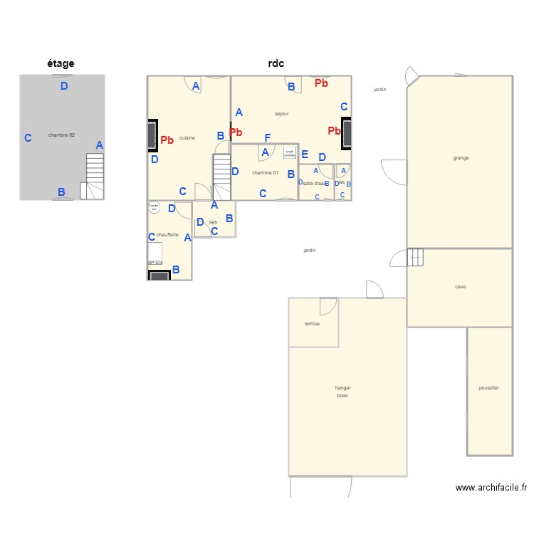 papin pb. Plan de 14 pièces et 211 m2