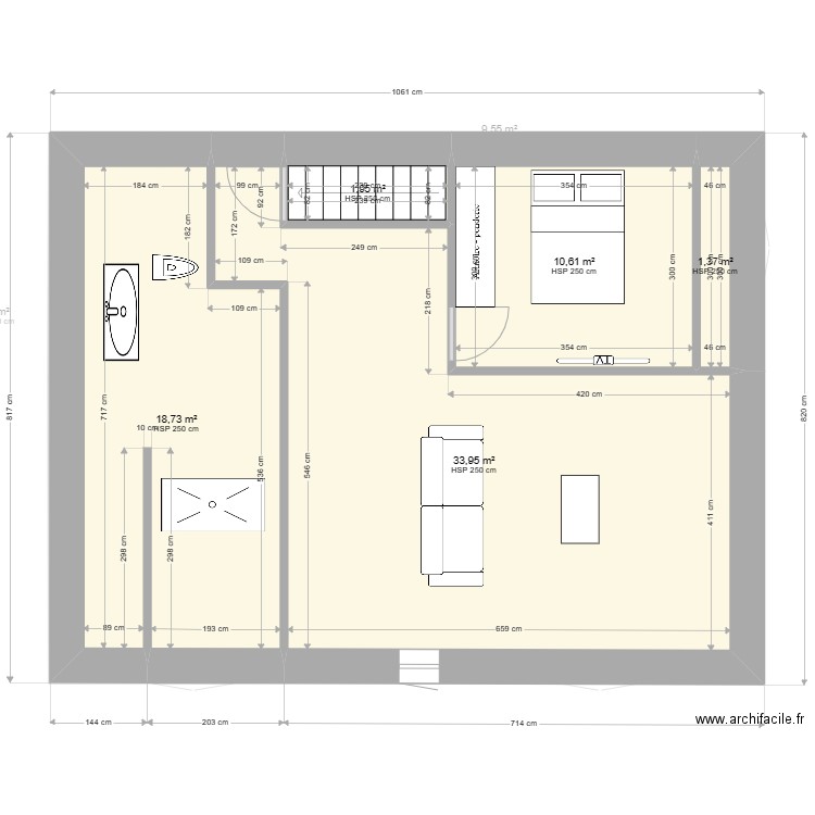 armellino. Plan de 15 pièces et 204 m2