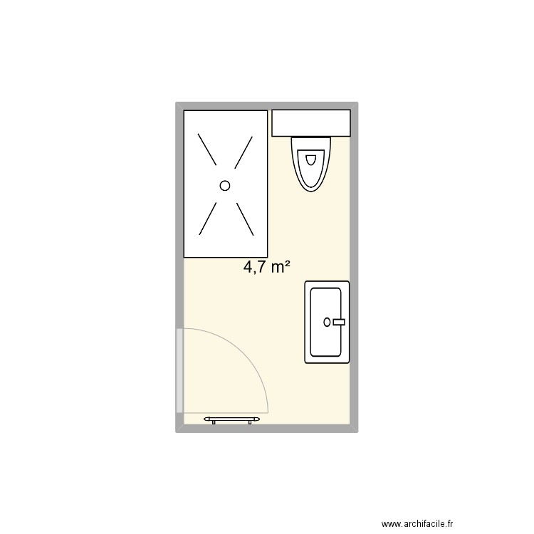 SDB LANESTER RDC. Plan de 1 pièce et 5 m2