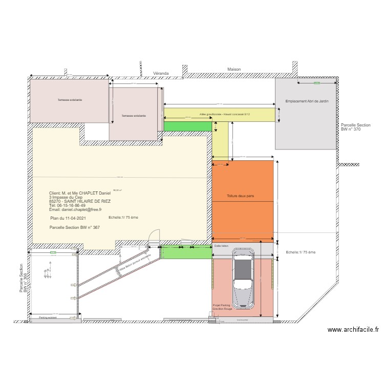 Vue en plan du garage. Plan de 1 pièce et 98 m2