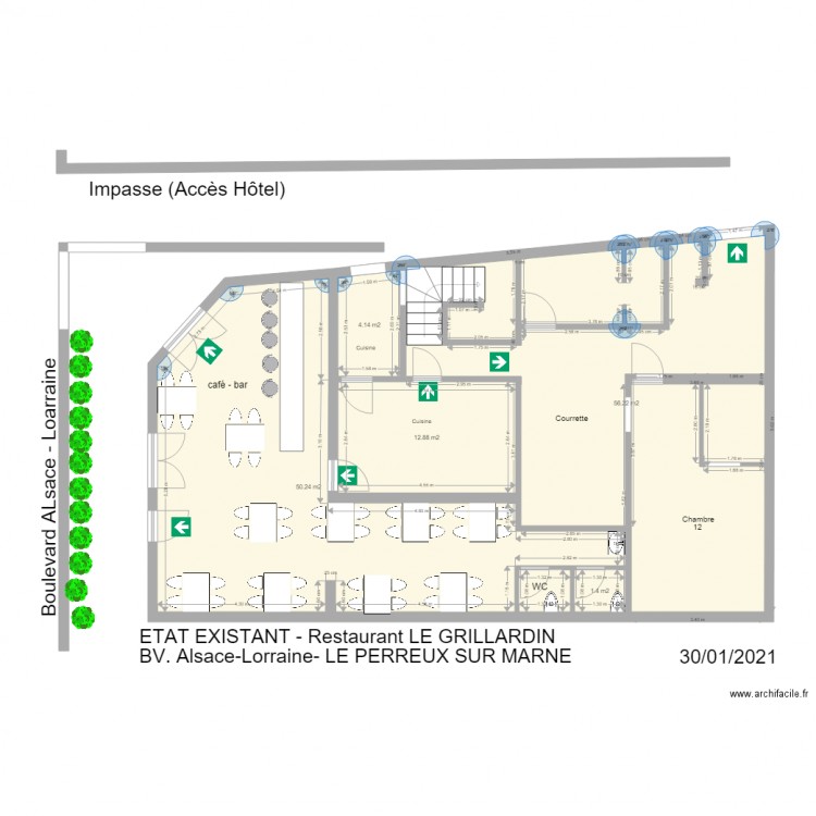 PLAN EXISTANT Restaurant de l Hotel LE GRILLARDIN BV Alsace Laorraine LE PERREUX SUR MARNE. Plan de 0 pièce et 0 m2