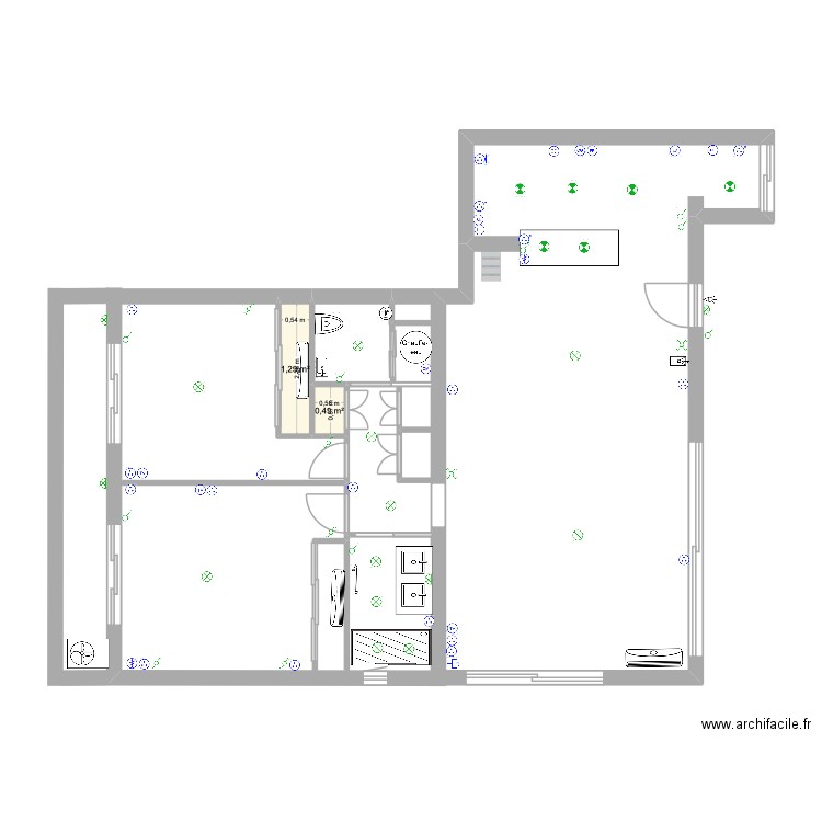 le clemenceau electrecite. Plan de 2 pièces et 2 m2