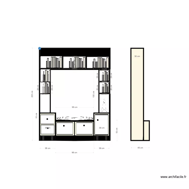 bibliotheque mur 7. Plan de 