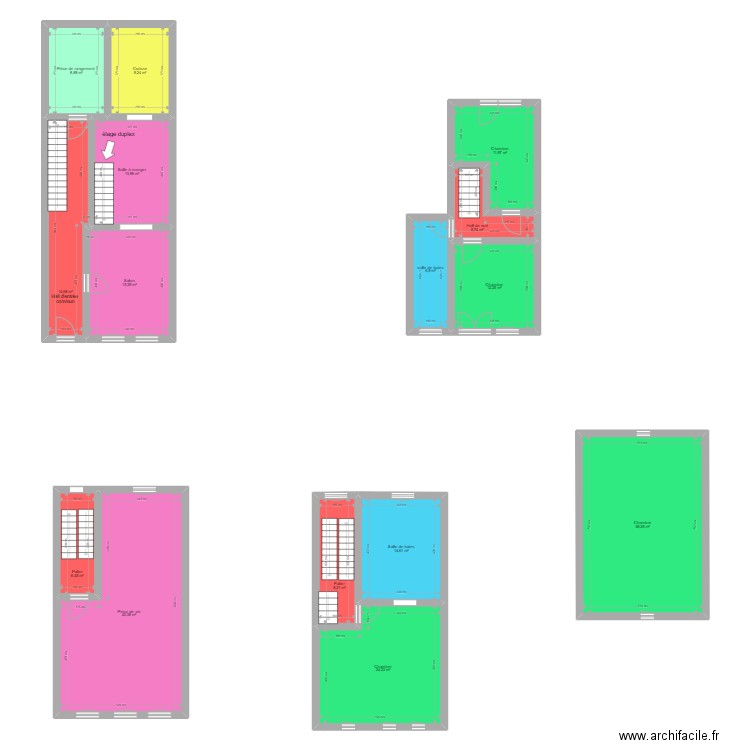 lucien defays. Plan de 15 pièces et 231 m2