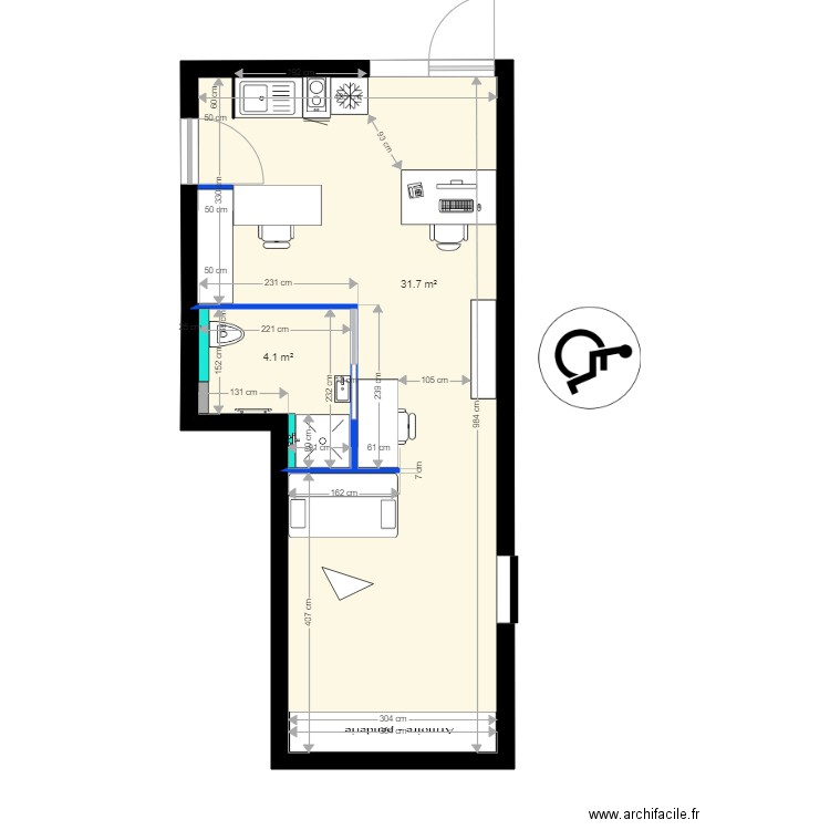 plan LOCAL avec meubles sans FR. Plan de 0 pièce et 0 m2