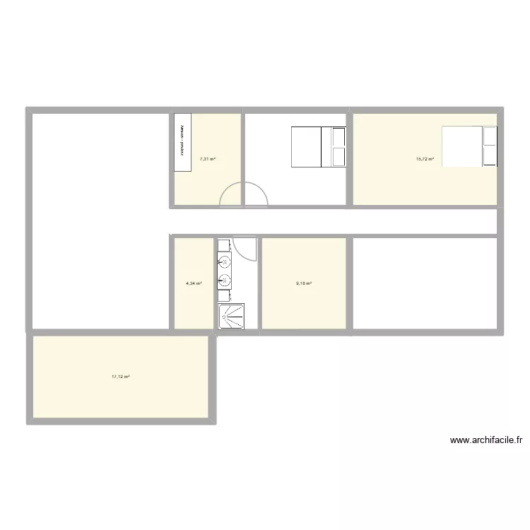 MAISON AGRANDISSEMENT. Plan de 5  et 54 m²
