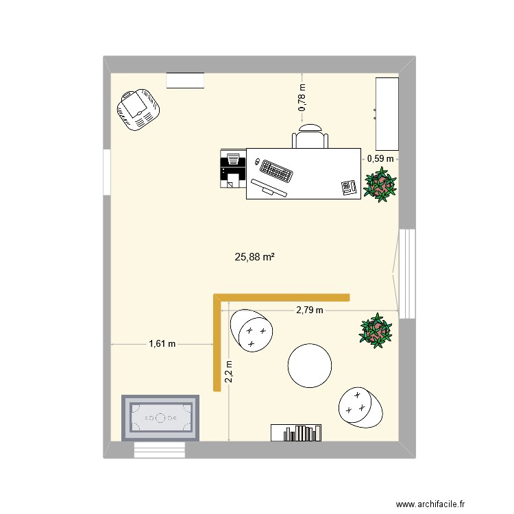 Bureau Appart Le Muy. Plan de 1 pièce et 26 m2