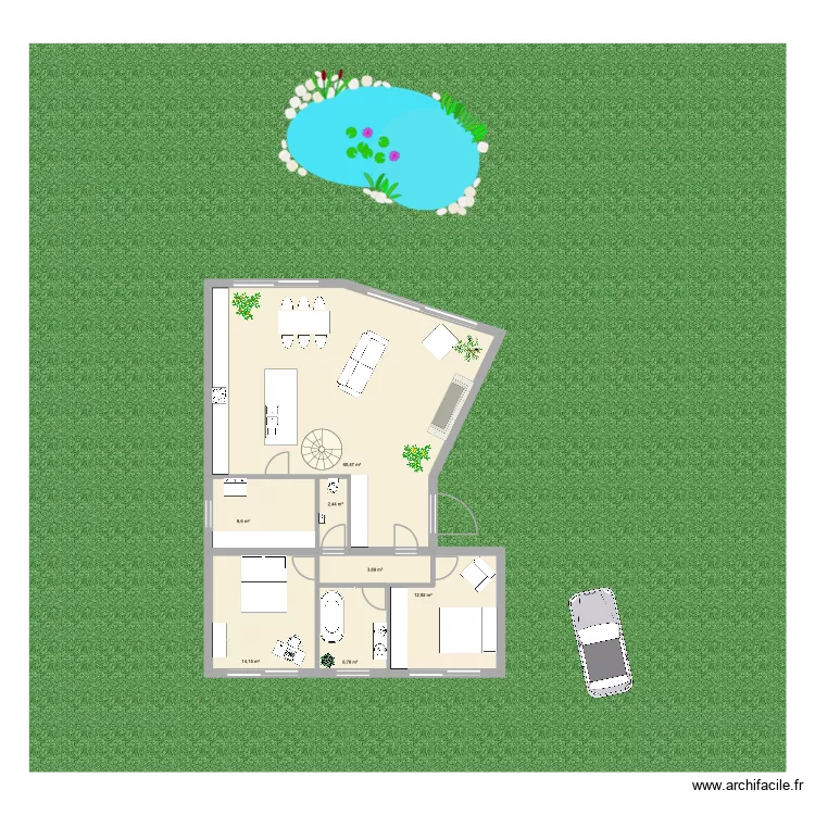 maison. Plan de 7  et 109 m²