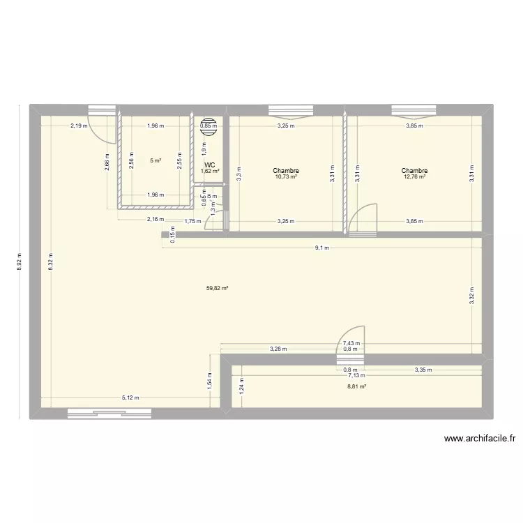 Plan maison. Plan de 6  et 99 m²