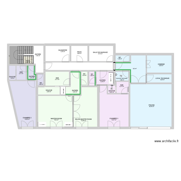 REZ-DE-JARDIN A FAIRE. Plan de 28 pièces et 169 m2