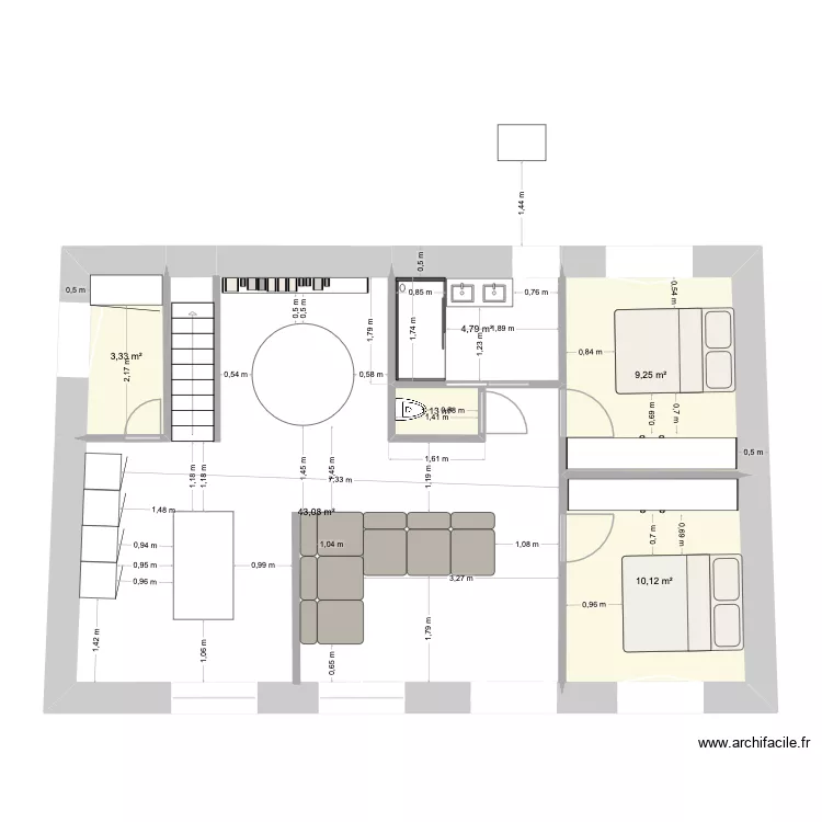 plan V2. Plan de 6  et 72 m²