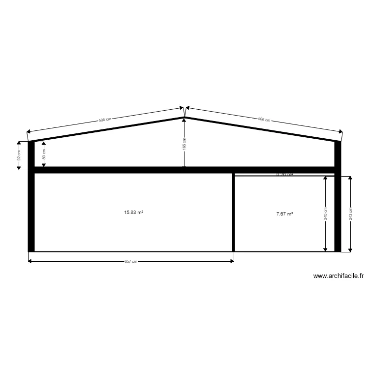 Coupe avec &eacute;tage. Plan de 