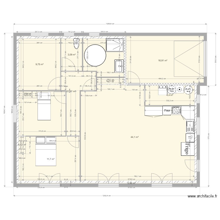 maison 96 m2  guy. Plan de 11 pièces et 114 m2