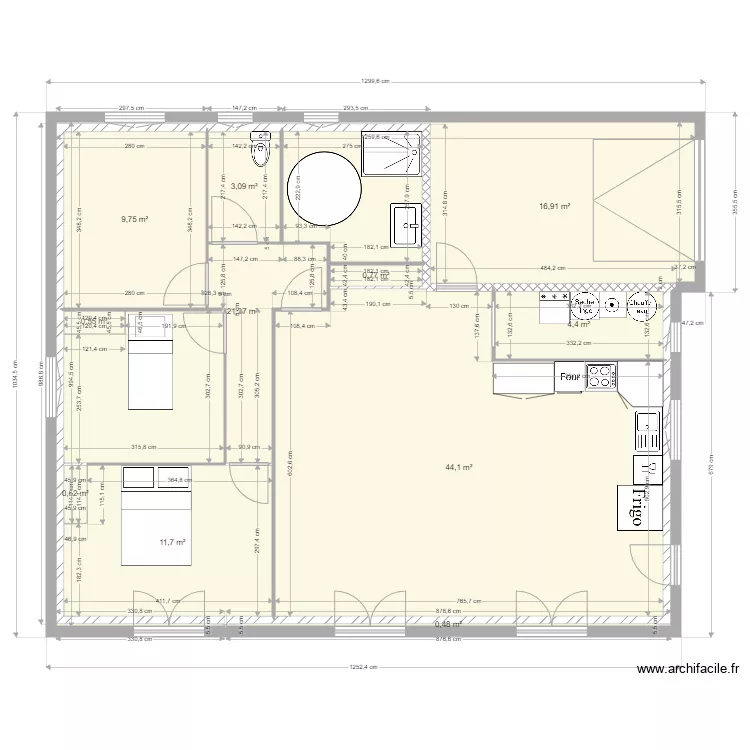 maison 96 m2  guy. Plan de 