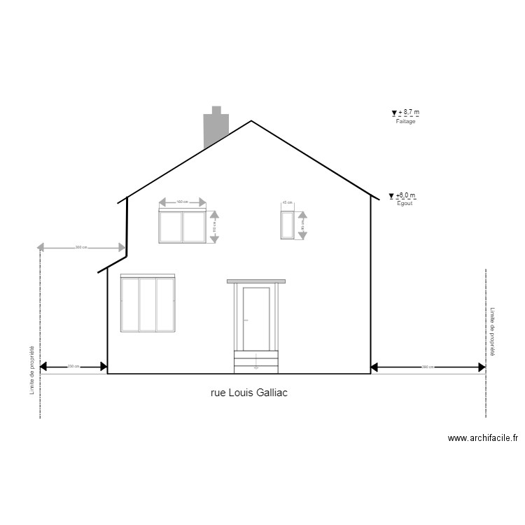 Façade Nord Est projeté. Plan de 0 pièce et 0 m2