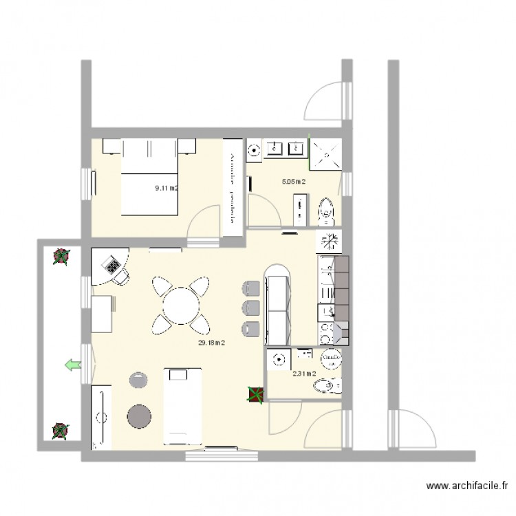 plan appartement 46 m2