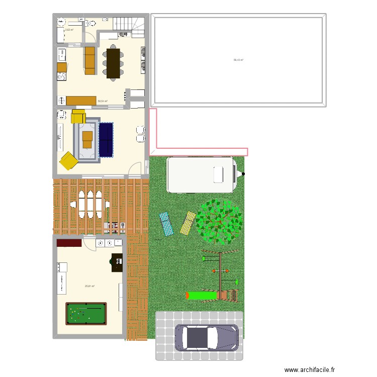 extension 2. Plan de 4 pièces et 137 m2