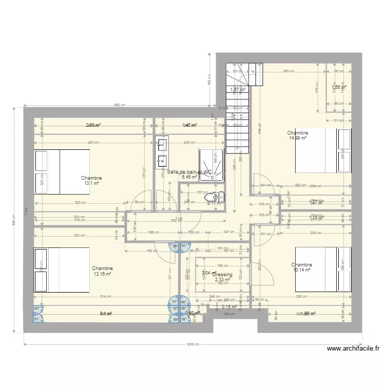 fleurine etage. Plan de 