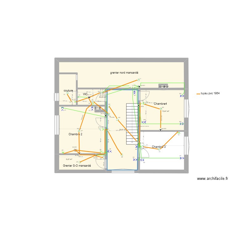 20220530 electricité plan 1er etage Pierre. Plan de 0 pièce et 0 m2