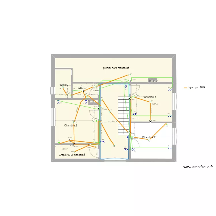 20220530 electricit&eacute; plan 1er etage Pierre. Plan de 