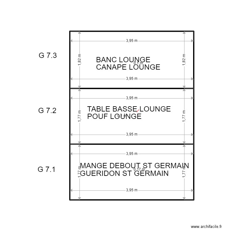 G 7. Plan de 3 pièces et 21 m2