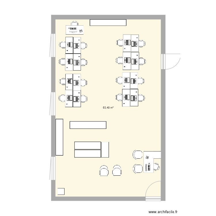 plan de la salle du magasin pédagogique . Plan de 1 pièce et 63 m2