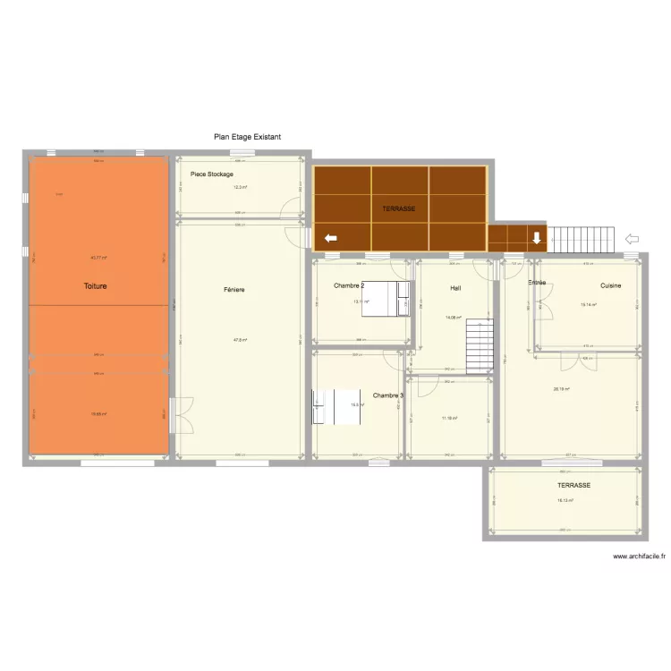 MAS TERRE ET NATURE existant etage. Plan de 