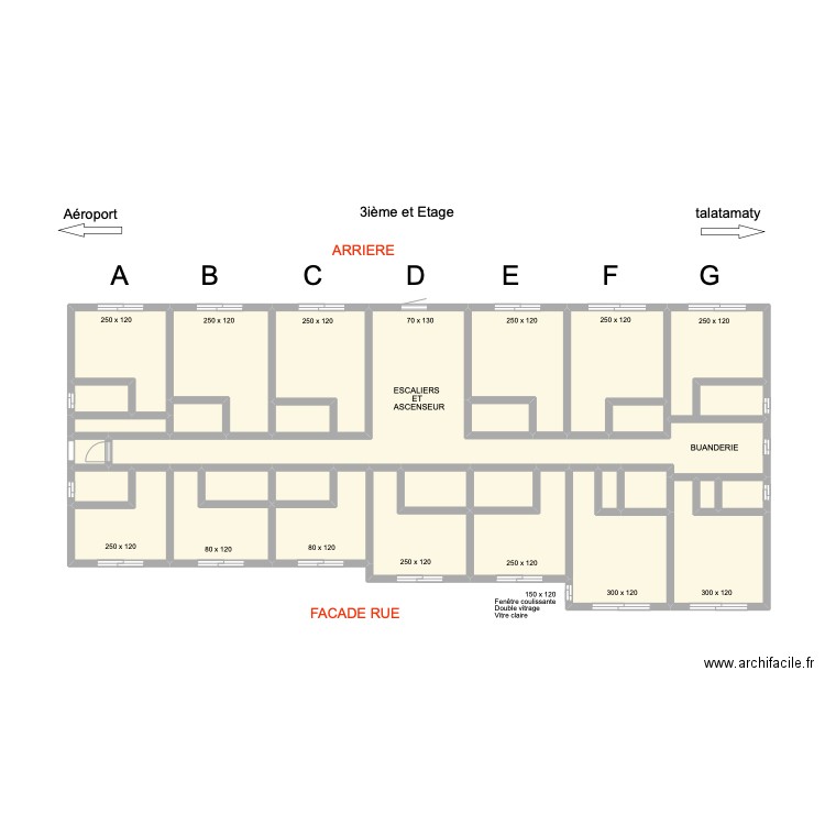 Ouvertures portes 1ième ET. Plan de 29 pièces et 47 m2