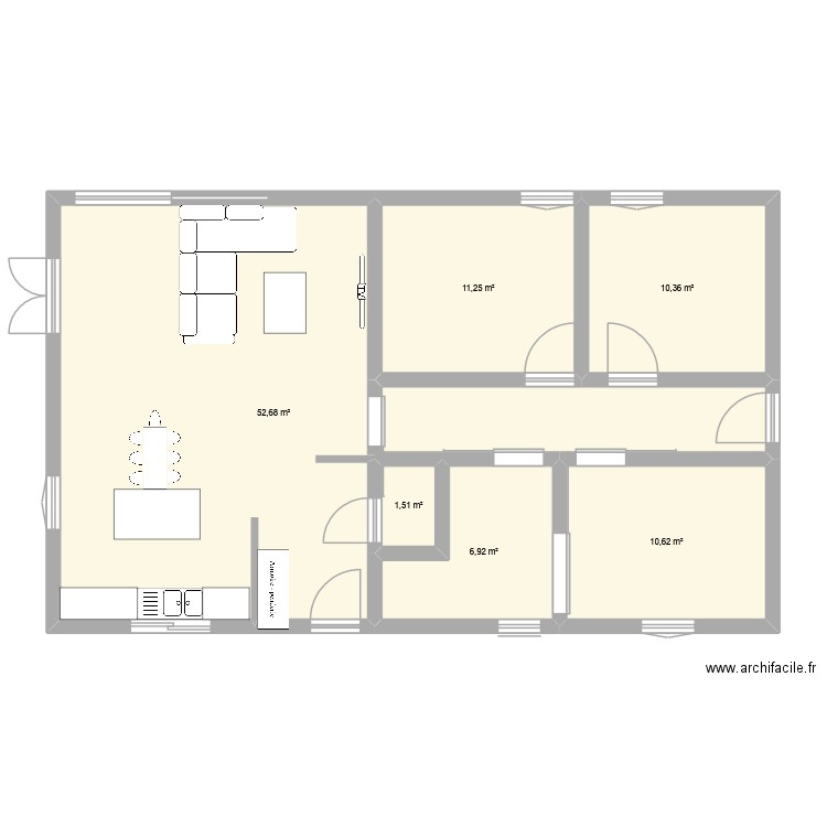 STEF. Plan de 6 pièces et 93 m2