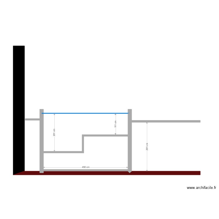 plan piscine en coupe. Plan de 0 pièce et 0 m2