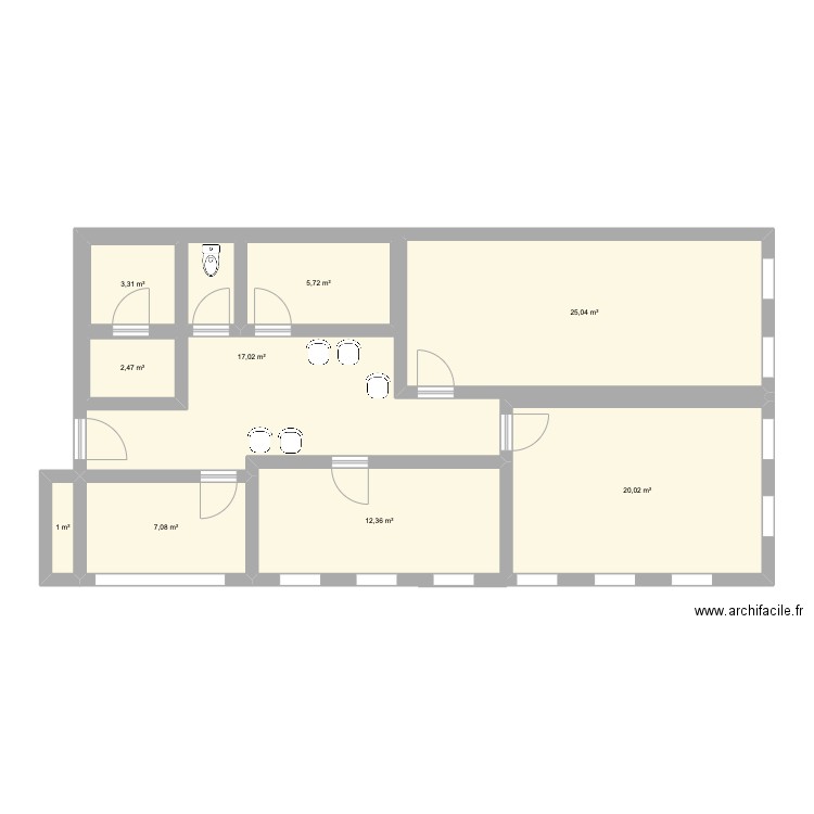 valmy. Plan de 9 pièces et 113 m2