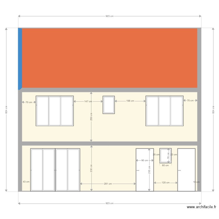 PLAN DE FACADE SE EXISTANT. Plan de 0 pièce et 0 m2