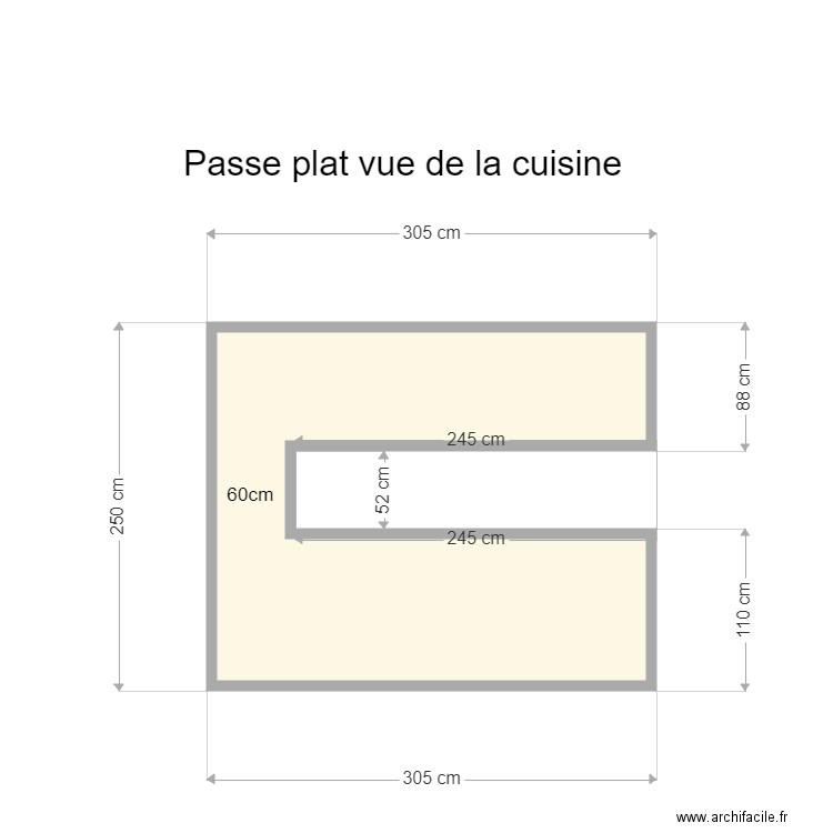 passe plat. Plan de 0 pièce et 0 m2